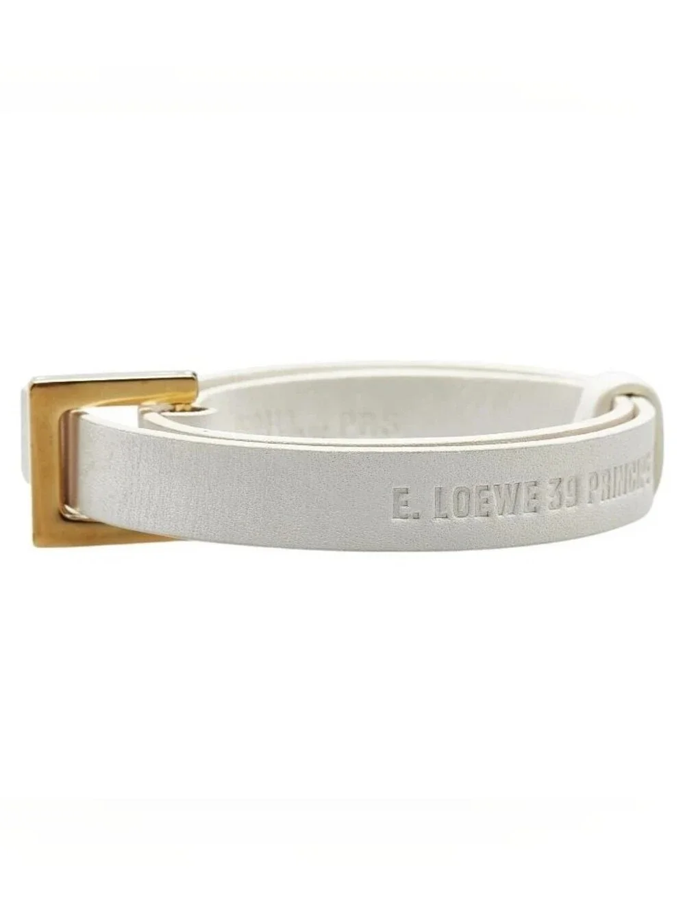 LOEWE Vintage 030510 Double Wrap Leather Bracelet White Gold Madrid Spain
